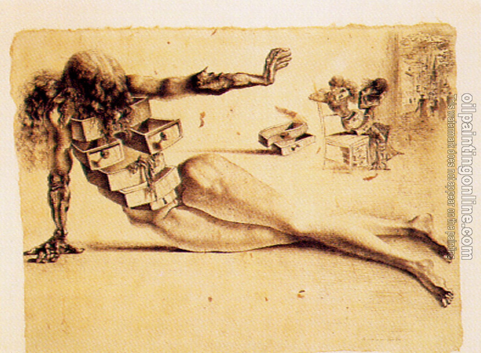 Dali, Salvador - The City of Drawers.Study ofr the Anthropomorphic Cabinet Collection